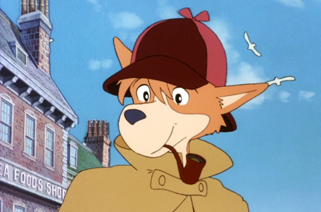 Sherlock Hound, and alternative version of Sherlock Holmes from the 1984 anime series by Hayao Miyazaki